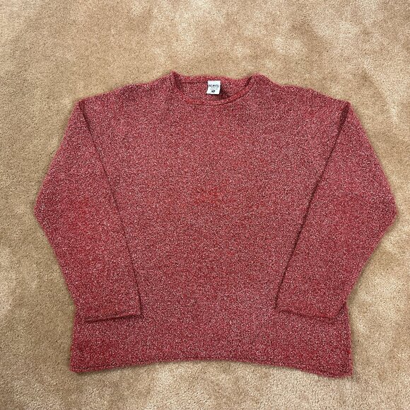Women's Columbia Pink Red Textured Baggy Sweater Size XL Lightweight - Picture 1 of 7